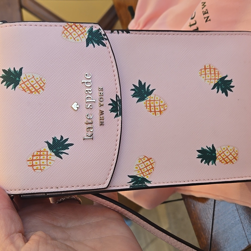 Kate Spade Pink and Yellow Crossbody Bag with Pineapple Print
